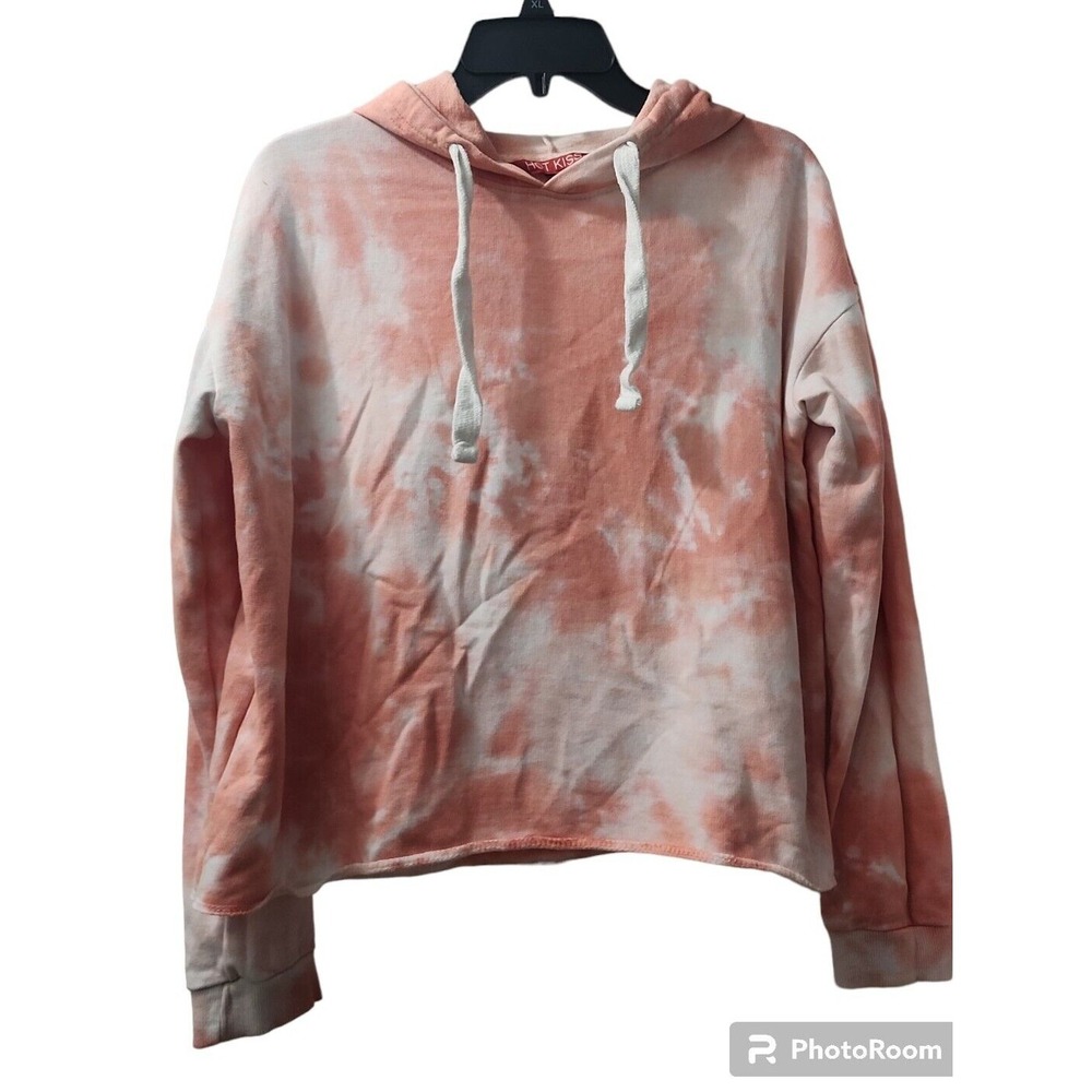 Hot Kiss Tie Dye Hoodie Pullover Drawstring Lightweight Comfy‎ Casual L